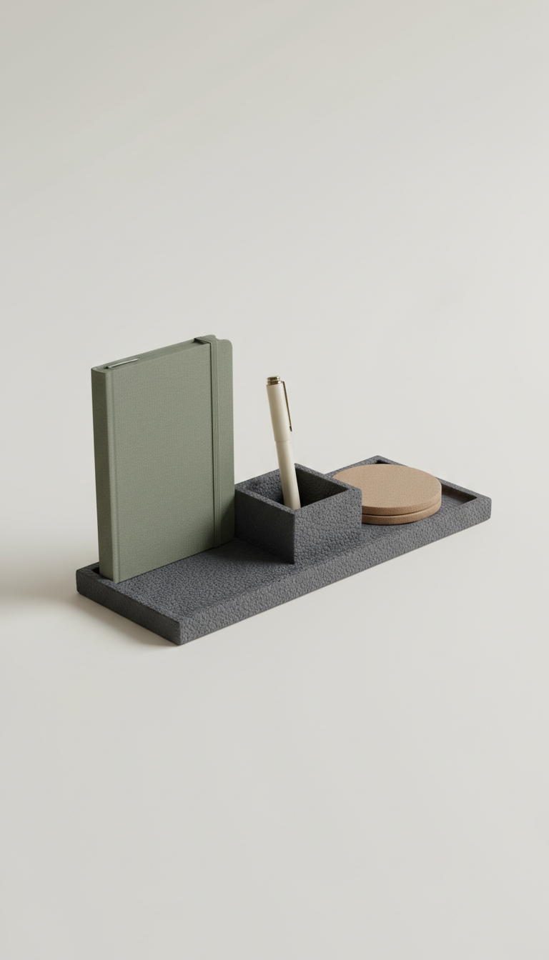 Pebbled Slate Desk Organizer